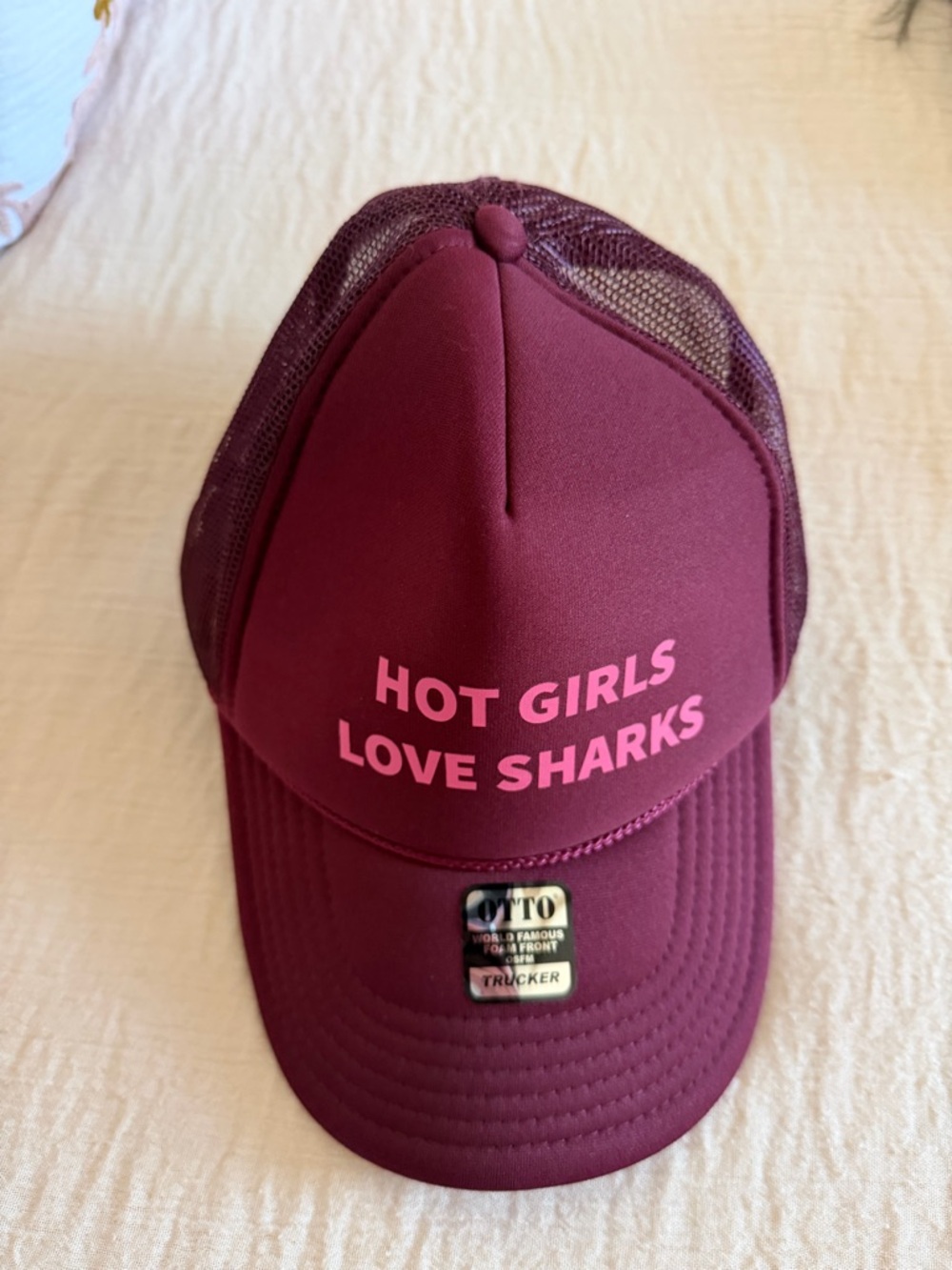 Maroon 'Hot Girls Love Sharks' Trucker Hat